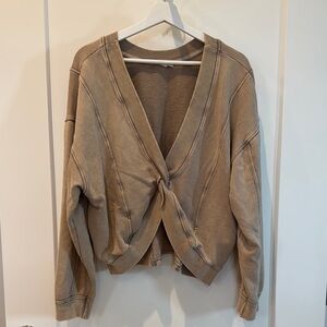 Casual V-Neck Brown Sweatshirt